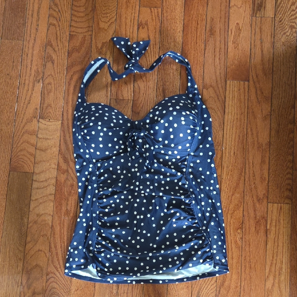 Merona Navy and White Polka Dot Swimsuit